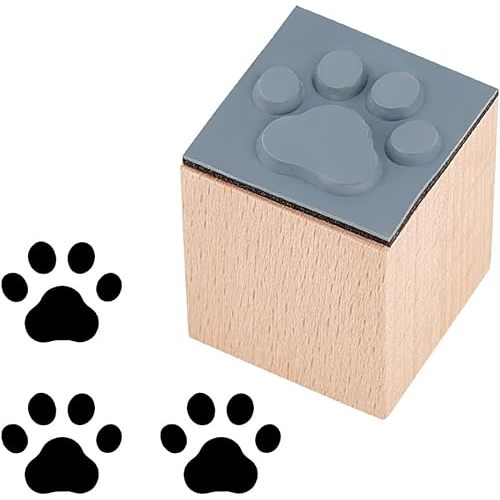 OLYCRAFT Paw Print Wooden Rubber Stamp 1x1x1.3 inch Square Rubber Stamp Small Mini Wood Stamps Decorative Mounted Rubber Stamps for Scrapbooking Card Making Planner DIY Craft Card Vintage Decor