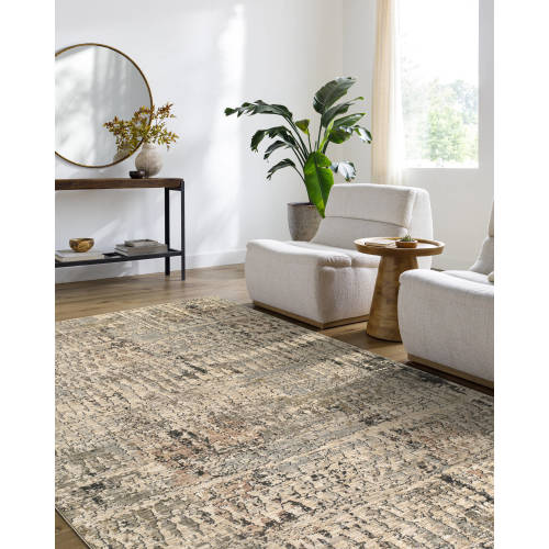 Style Selections Nora 7.83-ft x 10-ft Loomed Polyester Cream Rectangular Indoor Abstract Mid-Century Modern Spot Clean Only Pet Friendly Area rug