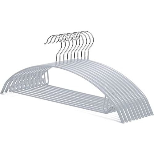 Nature Smile Non Slip PVC Coating Sweater Hangers,Dress Suit Coat Hangers,Shoulder Bump Free Golf T Shirts Clothes Hangers (Silvery Grey Color 20 Pack)