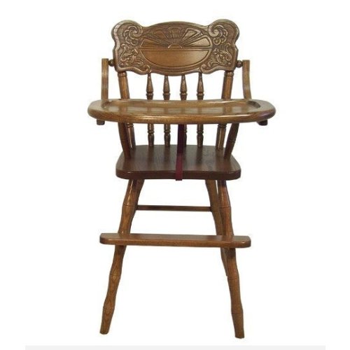 Amish Handcrafted Sunburst Oak High Chair with Flip Tray In-Stock