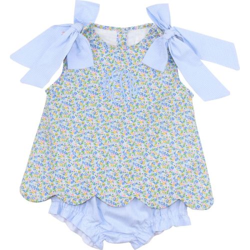 Blue Mini Floral Diaper Set