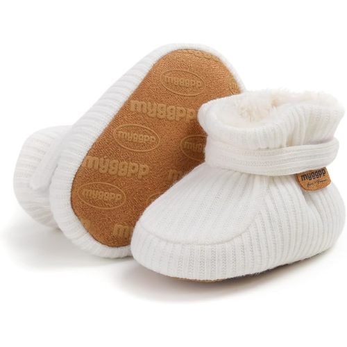 Infant Baby Boys Girls Cozy Fleece Booties Stay on Slippers Non Slip Soft Gripper Sock Shoes Toddler First Walker Newborn Crib Birthday Shower Gift