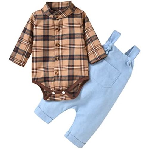 Unutiylo Baby Boys Clothes for Gentleman Outfits,Toddler Overalls Baby Suspender Pants and Bodysuit Romper