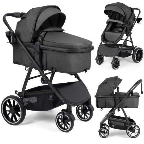 babyeap Baby Stroller,2 in 1 Lightweight Travel Stroller,Compact Foldable Stroller for Toddler with Reversible,Dark Gray