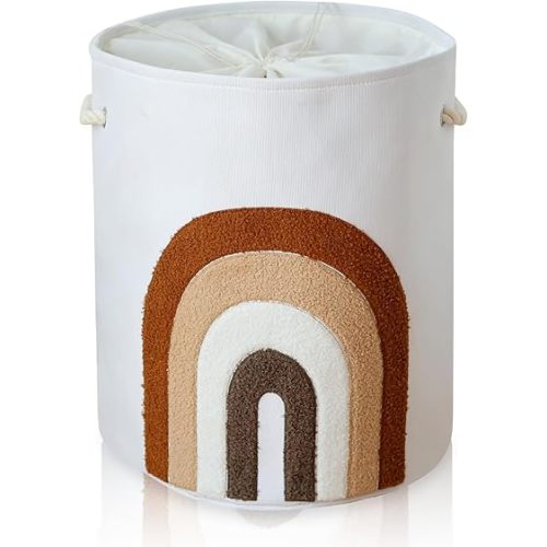 INough Large Laundry Basket Tall Baskets Storage for Dirty Clothes, Toys Storage Bin Baby Hamper 58L Clothes Hampers Blanket Basket Laundry Hamper for Nursery Bedroom Living Room Decor, Coffee Color