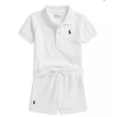 Polo Boys' Cable Terry Polo Shirt & Shorts Cover Up - Baby