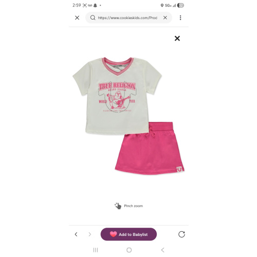 True Religion Baby Girls' 2-Piece Varsity Buddha Skirt Set Outfit