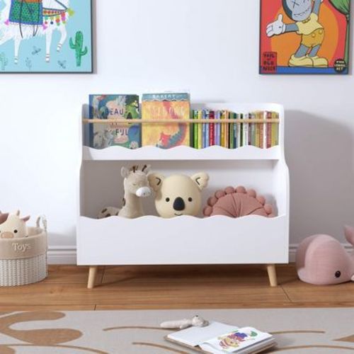 ORRD Kids Bookshelf and Toy Storage Organizer, 3-Tier White Bookcase Cabinet for Children’s Room, Playroom, or Nursery