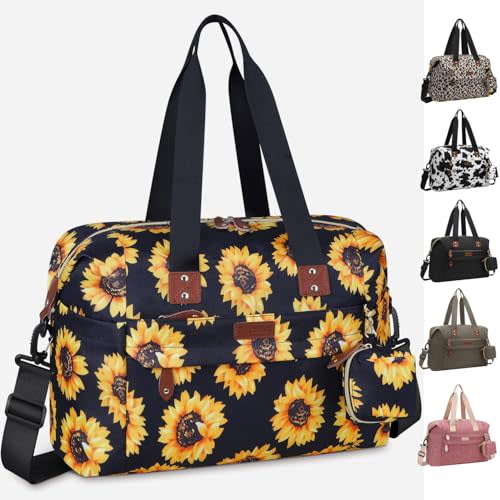 Pritent Diaper Bag Tote - Diaper Baby Bags with Pacifier Case, Shoulder Straps, Stroller Clips, Waterproof Large Mommy Maternity Travel Baby Bag for Mom and Dad, Sunflower, Medium