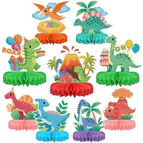 Dinosaur Birthday Party Supplies Kit - Dinosaur Themed Table Decorations with Honeycomb Centerpiece for Splendid Birthday Party Decorations