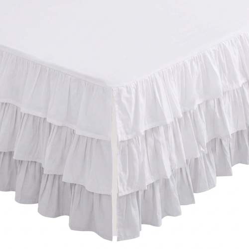 3-Layer Ruffled White Crib/Toddler Bed Skirt