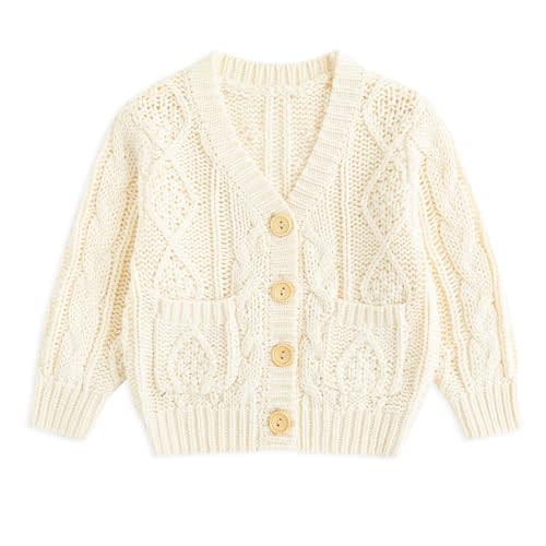 Simplee kids Baby Cardigan Cable Knit Toddler Cardigan Long Sleeve Fall Winter Open Front Knit Sweaters