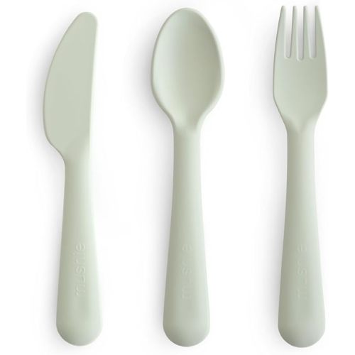 mushie Dinnerware Cutlery Set of 3 For Kids | Made in Denmark (Sage)