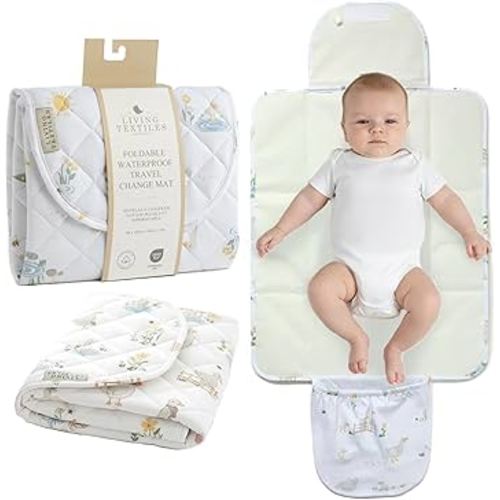 Baby Change Mat Travel 88×43cm – Waterproof Organic Cotton Cover, Portable Nappy Changing Pad, Extra Padded Comfort, Newborns Toddlers Shower Gifts by Living Textiles(Goosey)