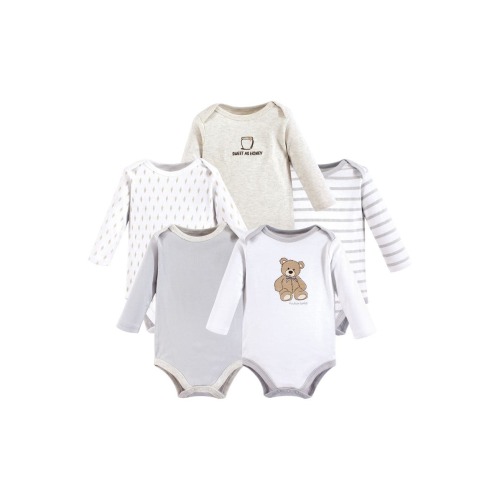 Cotton Long-Sleeve Bodysuits 5-Pack