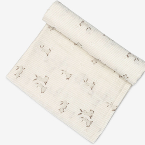 Crane Baby Organic Muslin Swaddle Blanket - Avery Bunny