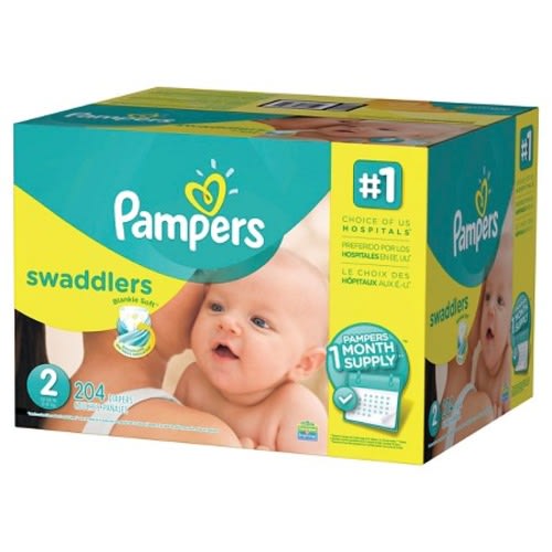 Pampers Swaddlers Diapers One Month Supply Pack (Select Size), Size: Size 2 (204 Count)