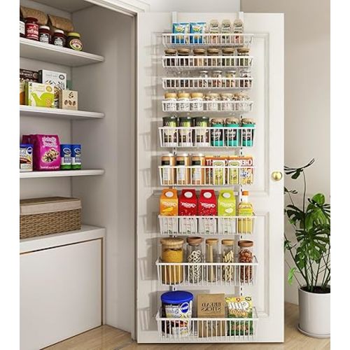 Mefirt White 9-Tier Over The Door Pantry Organizer, Pantry Organization