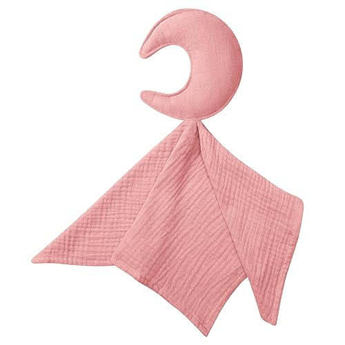 Premium Soft Muslin Cotton Moon Loveys Soft & Breathable Newborn Security Blanket, Perfect Present for Baby Newborns, Toddlers Boy Girl, Gender Neutral. Fabric for Comfortable Sleep & Play