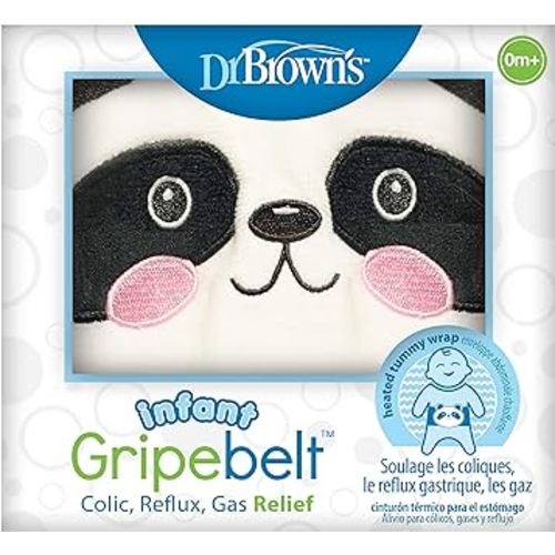 Dr. Brown's Infant Gripebelt for Colic Relief, Heated Tummy Wrap, Baby Swaddling Belt for Gas Relief, Natural Relief for Upset Stomach in Babies and Toddlers, Panda, 0-3m