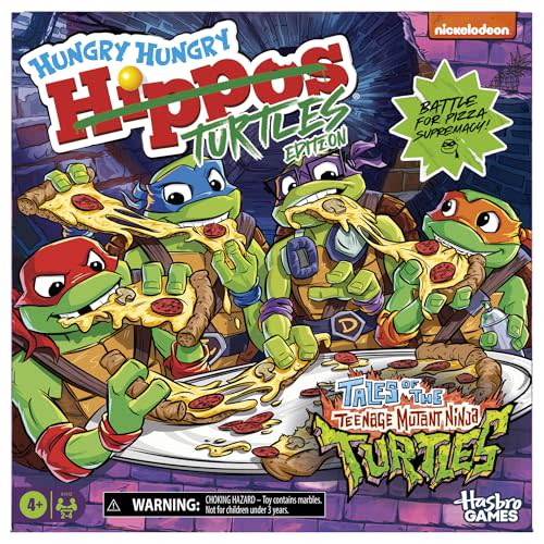 Hungry Hungry Hippos: Teenage Mutant Ninja Turtles Edition Game | Ages 4 and Up | 2 to 4 Players | Kids Board Games | Gifts for Preschoolers (Amazon Exclusive)