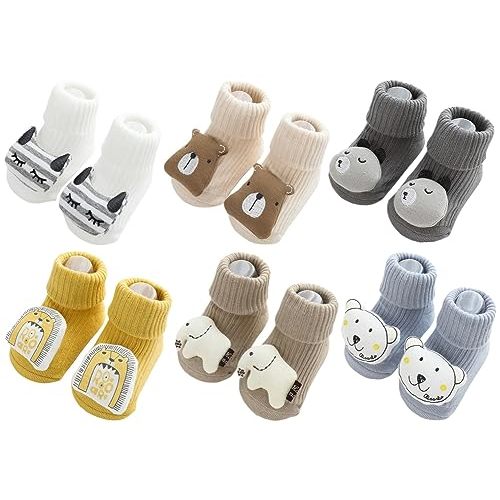 QandSweet Unisex Baby Non-Slip Socks Toddlers Cartoon Crew Socks