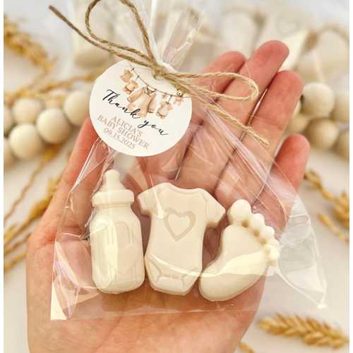 Neutral Baby Shower Soap Favors - 3 Mini Soaps Per Bag - Clothesline Decor Party Gifts