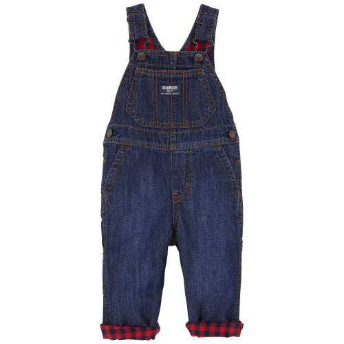 Baby Buffalo Plaid-Lined Overalls