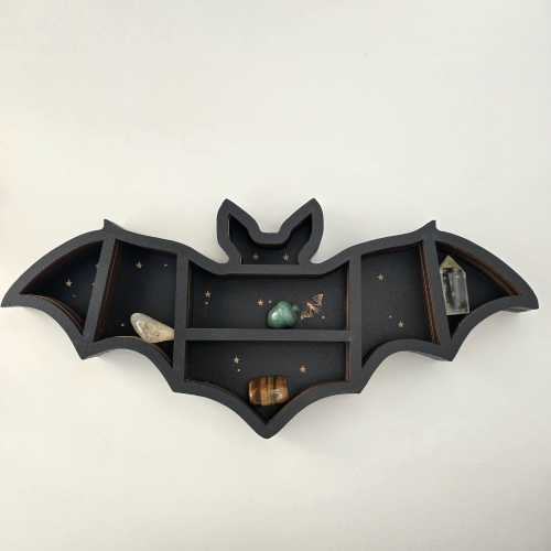Wood Bat Shelf | Crystal Shelf | oddities display | crystal storage | crystal shelves |