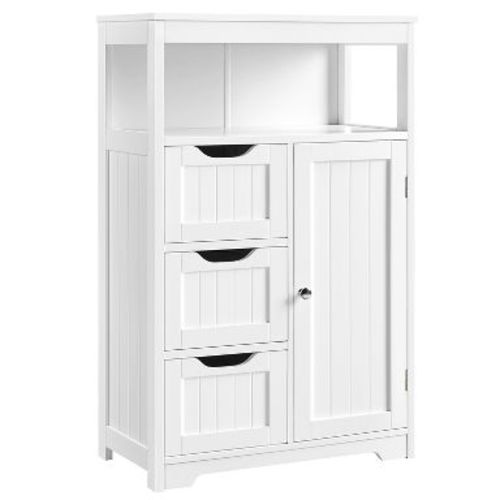 Yaheetech Wooden Floor Cabinet Free Standing Storage Organizer for Living Room White