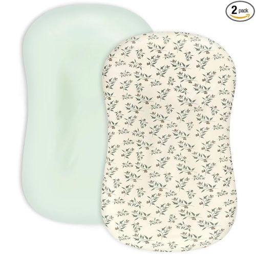 Hooyax Baby Lounger Cover 2-Pack, Ultra-Soft Stretchable Slipcover Fits Snuggle Me & Infant Loungers, Skin-Friendly Newborn Lounger Cover Set for Boys and Girls - Covers Only (Green Leaf)