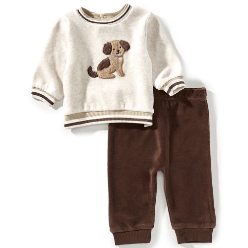 Little Me Baby Boys Long Sleeve Fluffy Puppy T-Shirt & Pants Set
