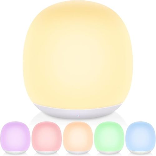 Night Light for Kids, Baby Egg Night Light with 7 Colors Changing Mode & Stepless Dimming, Soft Silicone Touch Nursery Night Lamp BPA Free, 1 Hour Timer, Rechargeable for Breastfeeding