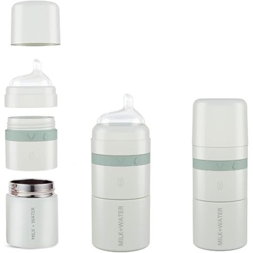 MILK & WATER All in One Baby Bottle & Baby Formula Dispenser On the Go, 5oz - Keeps Water Warm & Formula Fresh - Baby Formula Mixing Bottle with Anti Colic Nipple - Leak-Proof - 3+ Months (Green)