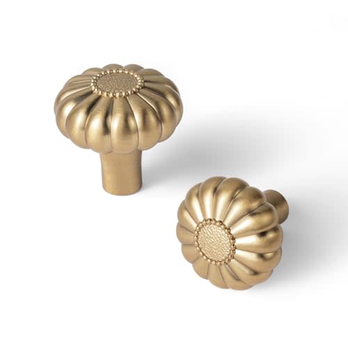 12 Pack Elegant Bloom Champagne Bronze Cabinet Knobs, Drawer Pulls for Kitchen, Dresser Cabinet Hardware for Bedroom, 1-1/4 Inches Diameter Handles