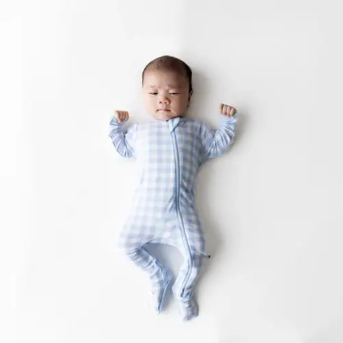 Kyte Baby Zippered Footie in Gingham Breeze