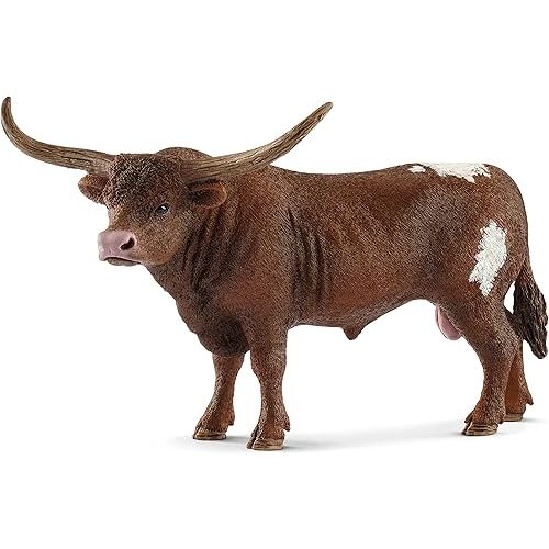 Schleich Farm World, Farm Animal Toys for Kids and Toddlers, Texas Longhorn Bull Cow Toy Figure, Ages 3+