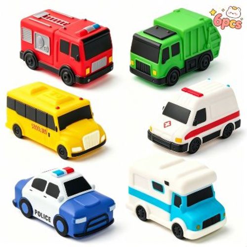 Joyfy Car Bath Toys, 6 Pcs Sealed No-Hole Mold Free Water Pool Toys for Kids, Non-Toxic Soft Squeezable Floating Bathtub Toys for Toddlers Boys Girls