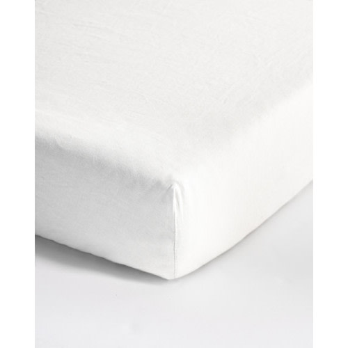 European Linen Fitted Crib Sheet in Sand