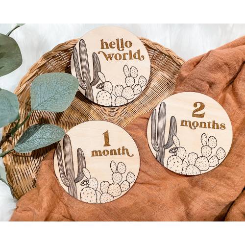 Boho Cactus Monthly Milestone Discs