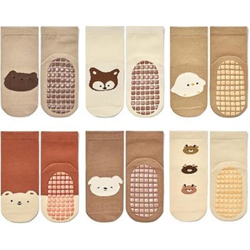 Baby Non Slip Ankle Socks with Grippers for 0 Months-7 Years Old Walking Socks