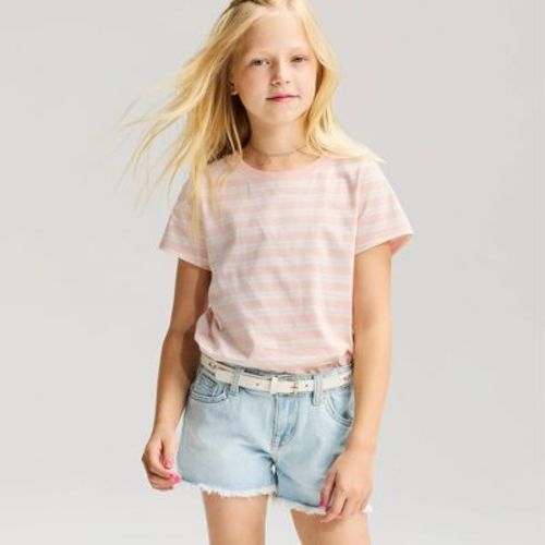 Girls' Short Sleeve 100% Cotton Striped T-Shirt - Cat & Jack™ Pink M