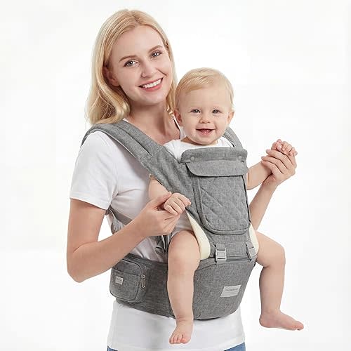 Baby Carrier, 6-in-1 Newborn to Toddler, Carrier with Hip Seat Lumbar Support 7-41 lbs, Adjustable Baby Holder Carrier for All Seasons & Positions