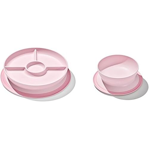OXO Tot Stick and Stay Suction Divided Plate and Bowl Set - Blossom (2pc)