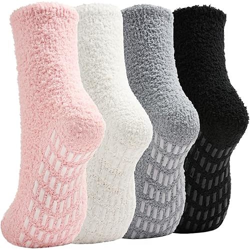 Slipper Socks for Women Men Grip Hospital Socks with Grips Fuzzy Non Slip Warm Womens Gifts