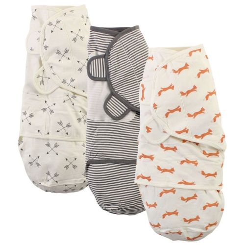 Touched by Nature Baby Boys Organic Cotton Swaddle Wraps, Fox, 0-3 Months