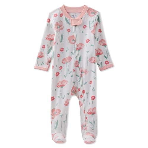 Butterblu Scout Sleep & Play 100% Organic Cotton Footed Zip Front PJs | GOTS Certified Organic Cotton Two Way Zipper Pajamas One Piece, Baby Girls, Boys, Unisex, Machine Washable, Newborn