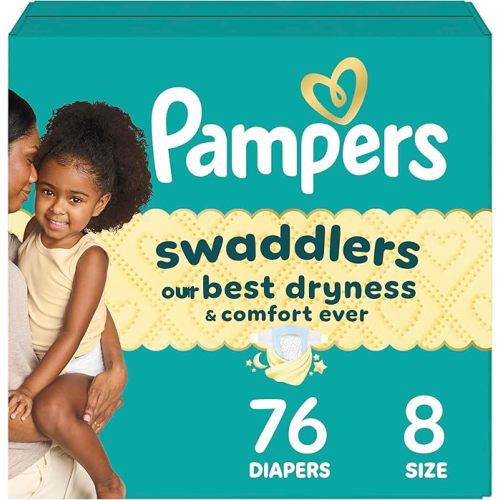 Pampers Swaddlers Diapers, Size 8 (30+ lbs), 76 Count, Absorbent, Keeps Baby Dry and Comfortable, Skin Safe Disposable Baby Diaper (Packaging May Vary)