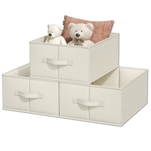 Fabric Storage Drawers for Hanging Organizer, 3-Drawer Set, Foldable, Ideal for Clothes, Toys, and Accessories, Beige
