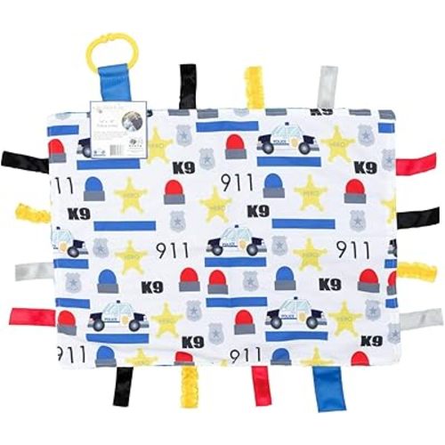 The Learning Lovey Police Baby Tag Security Blanket Sensory Toy